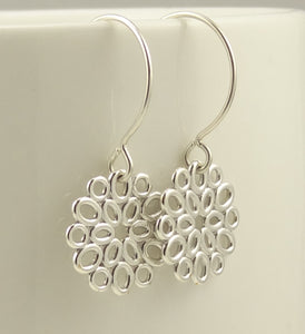 Geometric Sterling Ovals Flower Earrings