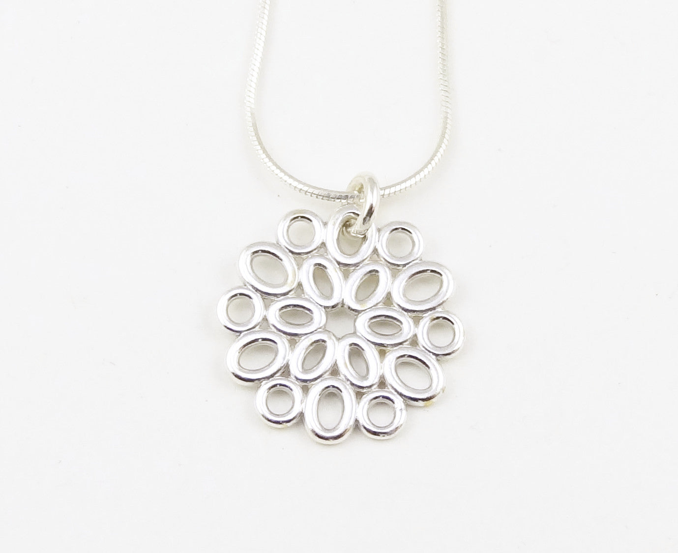 Geometric Sterling Ovals Flower Necklace