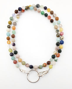 Multicolor Fancy Jasper Faceted Bead Eyeglass Necklace/Eyeglass Chain