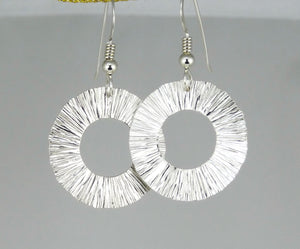 Textured Starburst Sterling Silver Ring Earrings