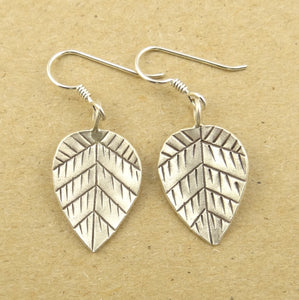 Concave Hill Tribe Silver Leaf Earrings