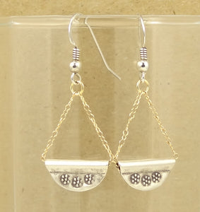 Hill Tribe Silver Crescent Dangle Earrings
