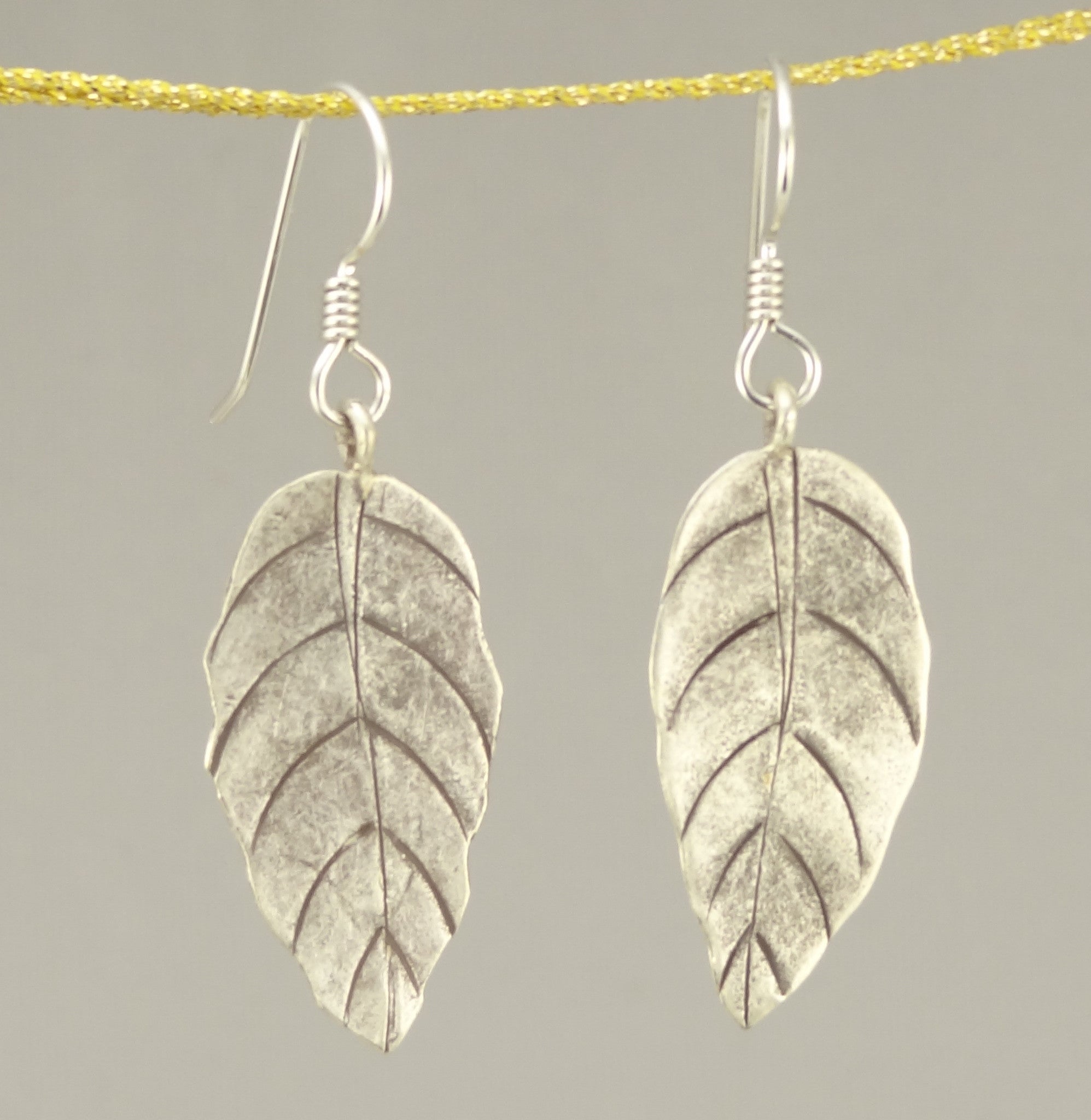 Hill Tribe Silver Long Leaf Earrings
