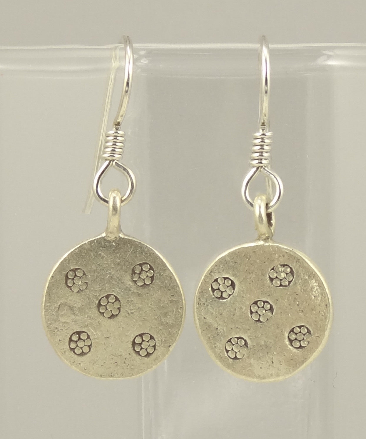Hill Tribe Silver Stamped Disk Earrings