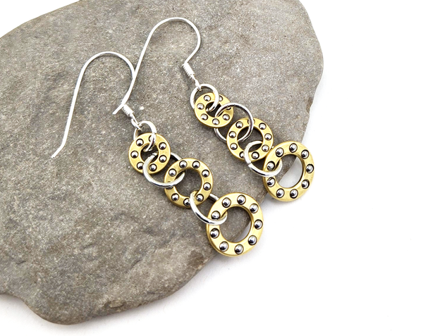 Mixed Metal Triple Dangle Ball Bearing Earrings – Strands