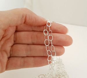 Sterling Silver Flat Oval Link Chain Necklace for J.E.