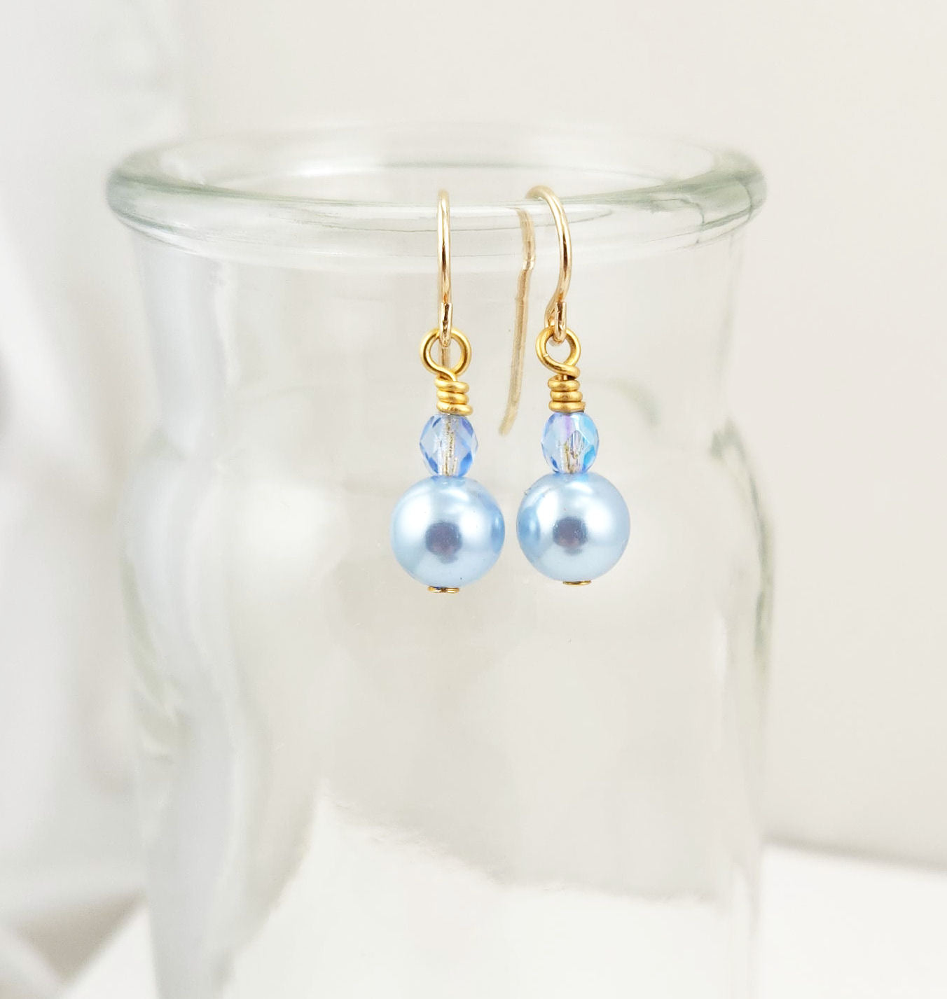Light Blue Pearl Earrings