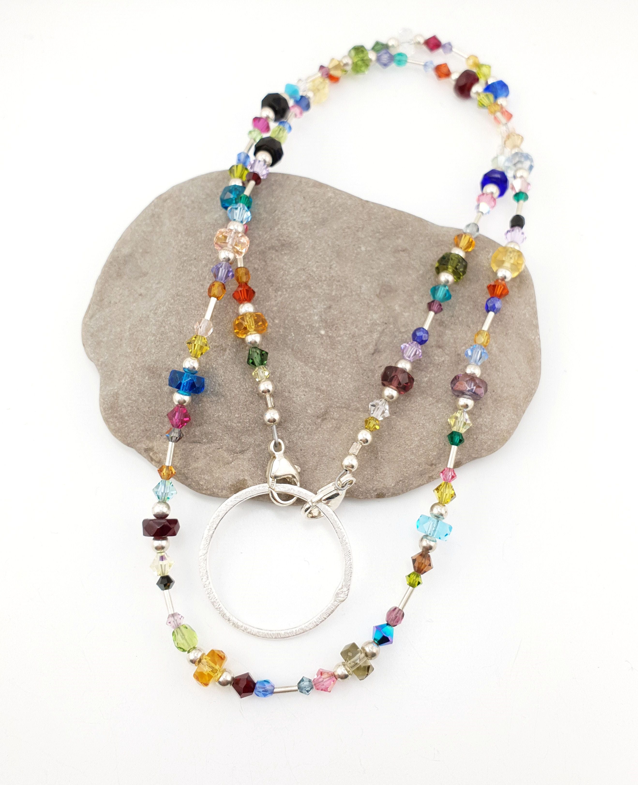 Multicolor Crystal & Czech Glass Eyeglass Necklace/Eyeglass Chain