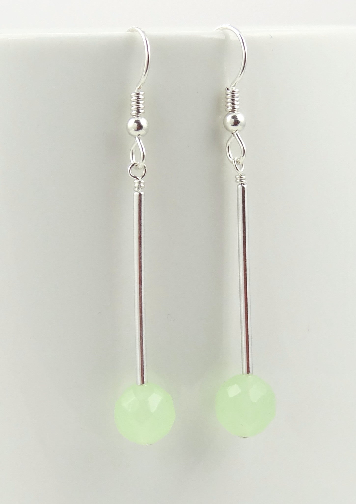 Minimalist Faceted Spring Green Earrings