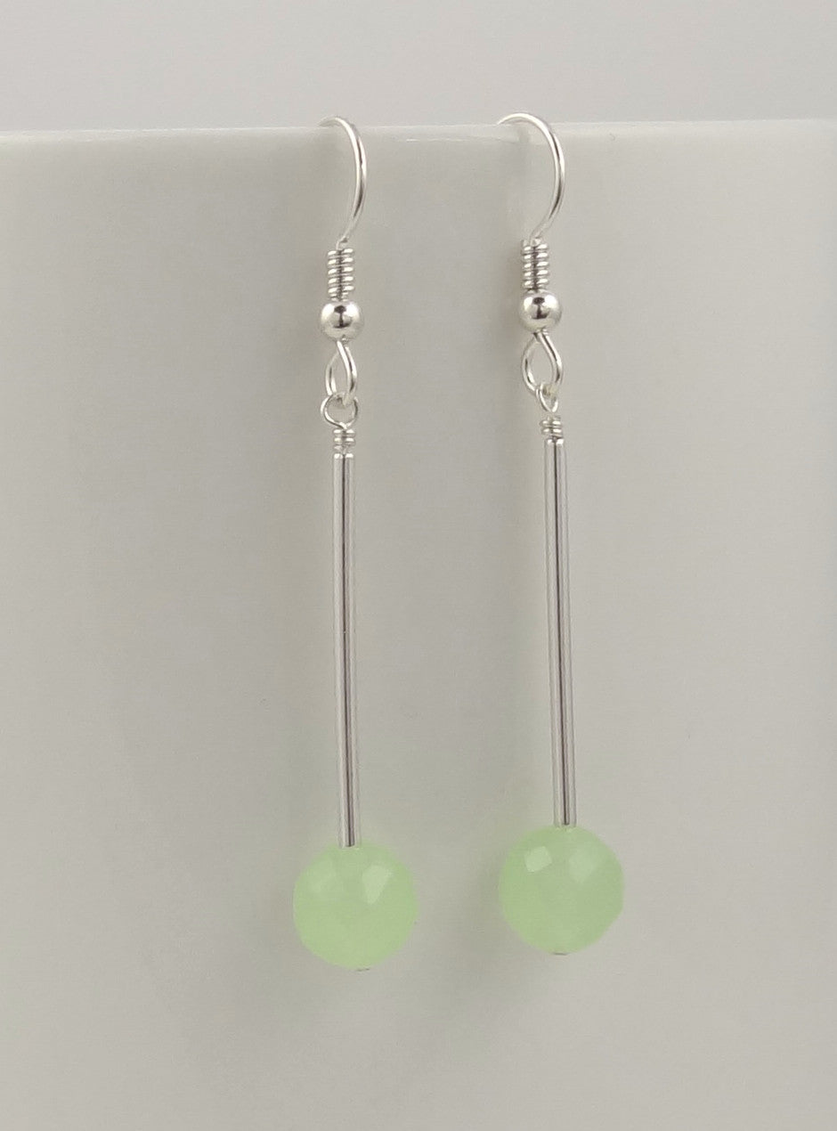 Minimalist Faceted Spring Green Earrings