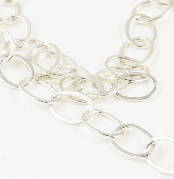 Sterling Silver Flat Oval Link Chain Necklace for J.E.