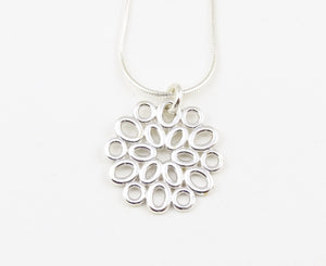 Geometric Sterling Ovals Flower Necklace