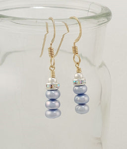 Stacked Lavender Freshwater Pearl Sparkle Earrings