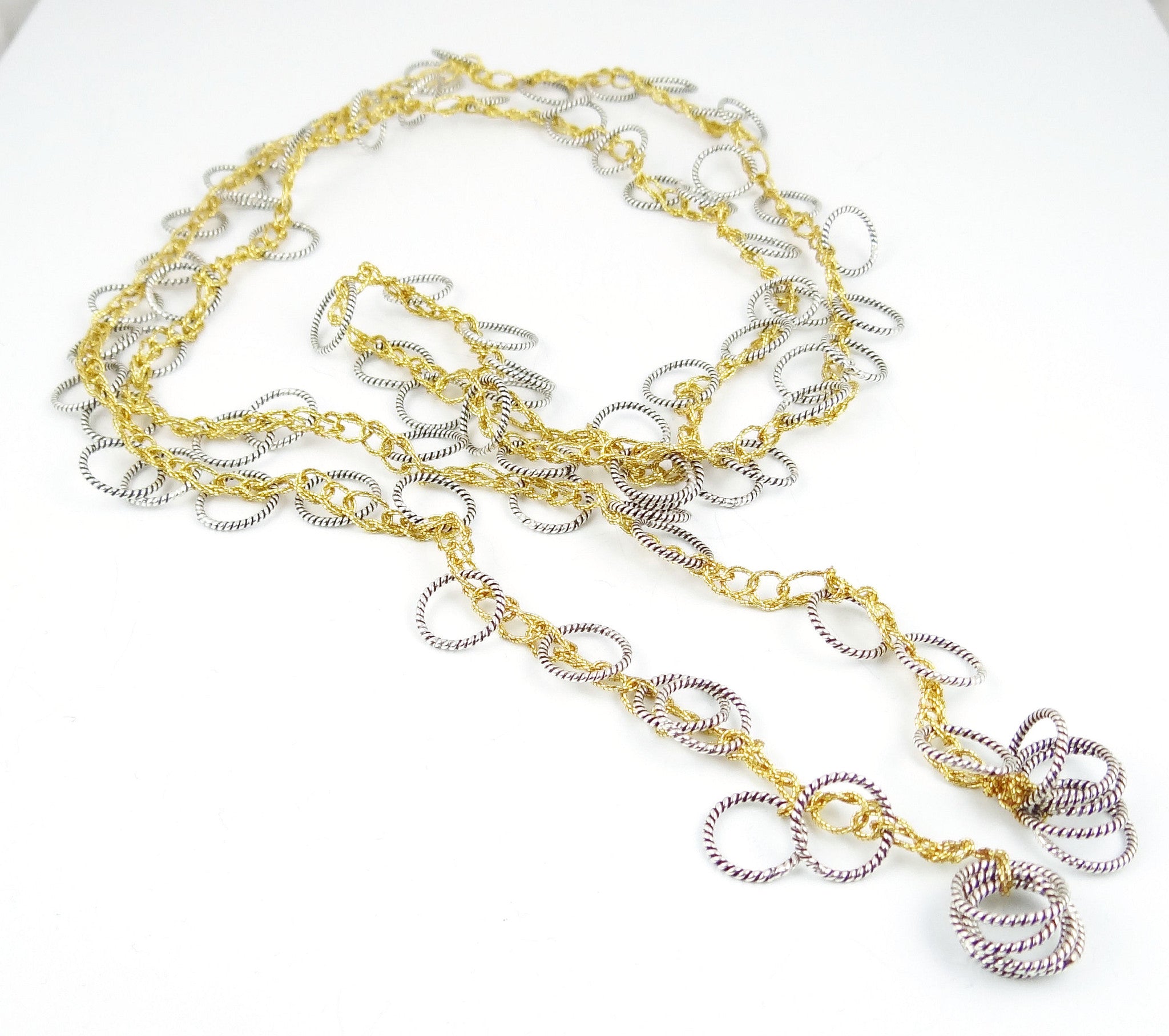 Mixed Metal Loopy Lariat Necklace