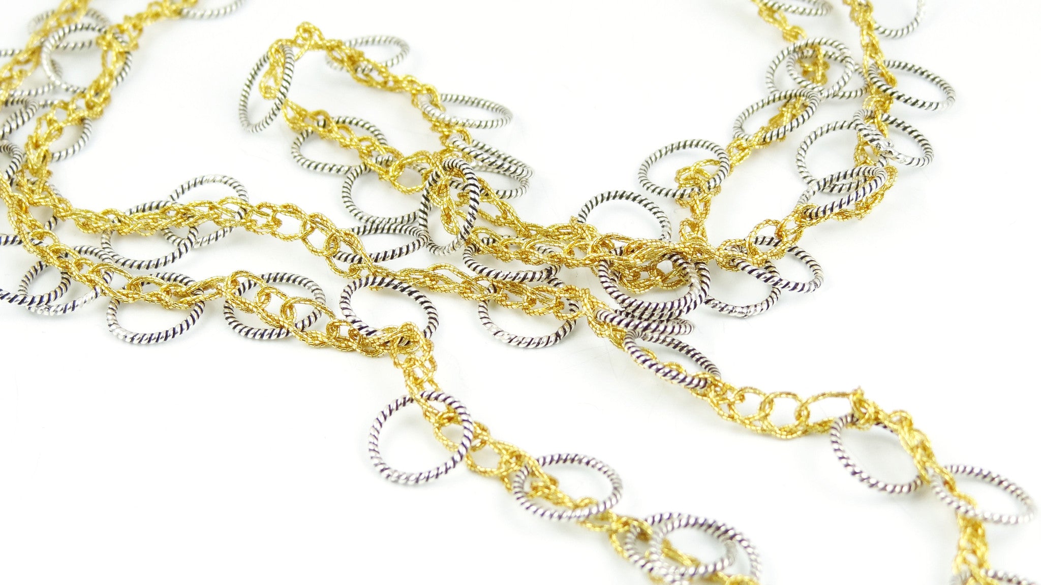 Mixed Metal Loopy Lariat Necklace