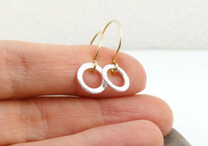 Mixed Metal Mini Silver Ring Earrings