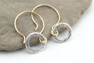 Mixed Metal Mini Silver Ring Earrings