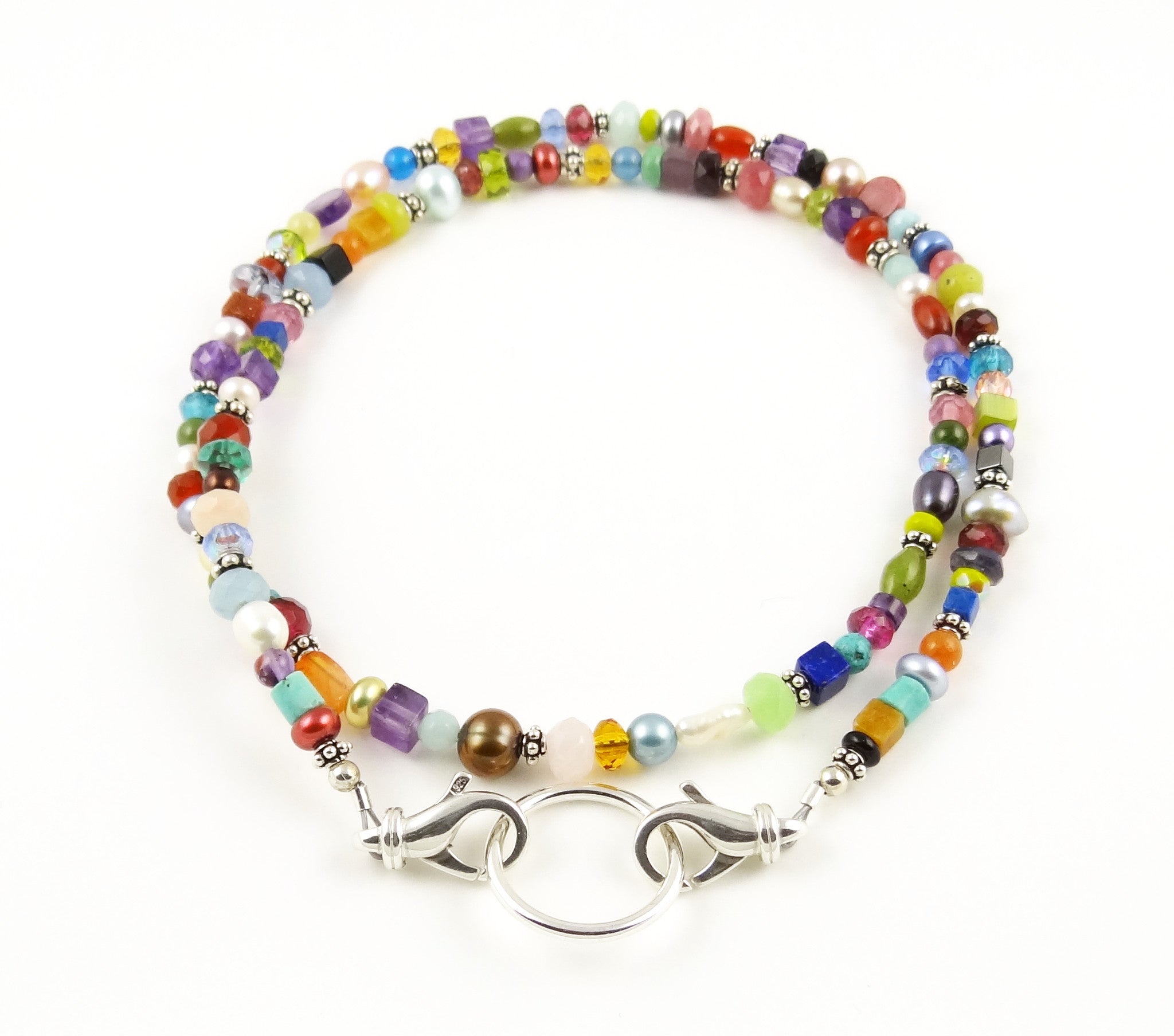 Colorful Gemstone & Pearl Eyeglass Necklace