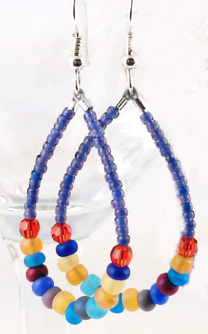 Swingy Loop Earrings - Blue Multi