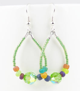 Swingy Loop Earrings - Green Multi