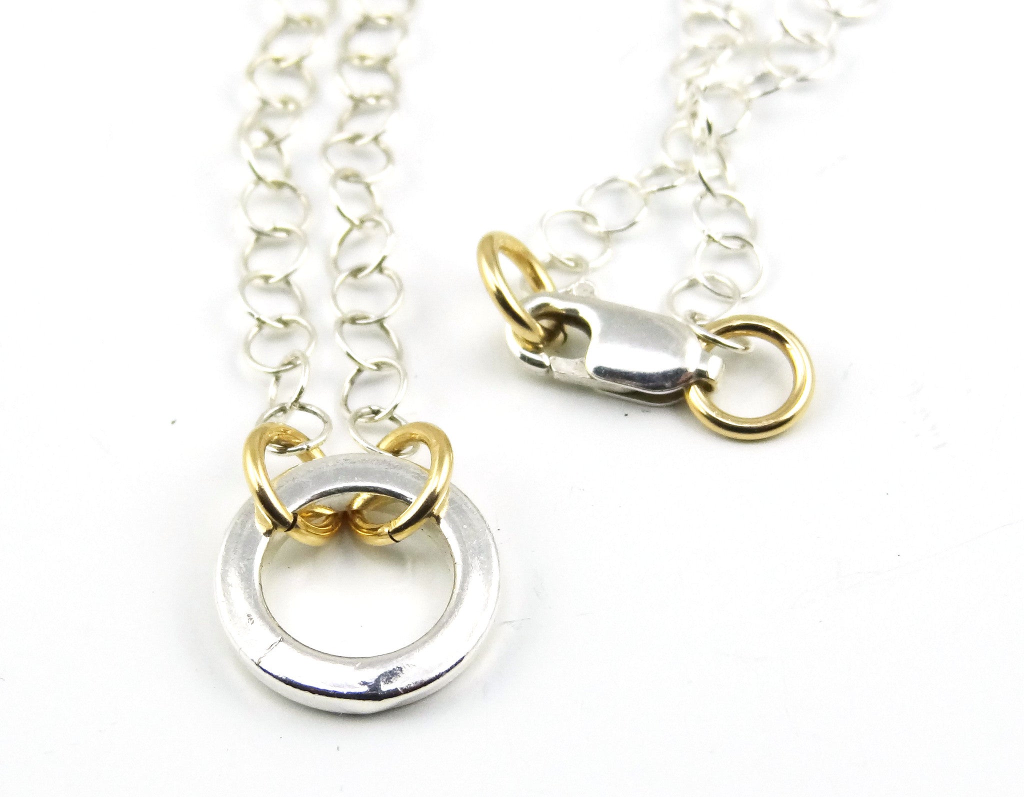 Mixed Metal Simple Sterling Ring Necklace