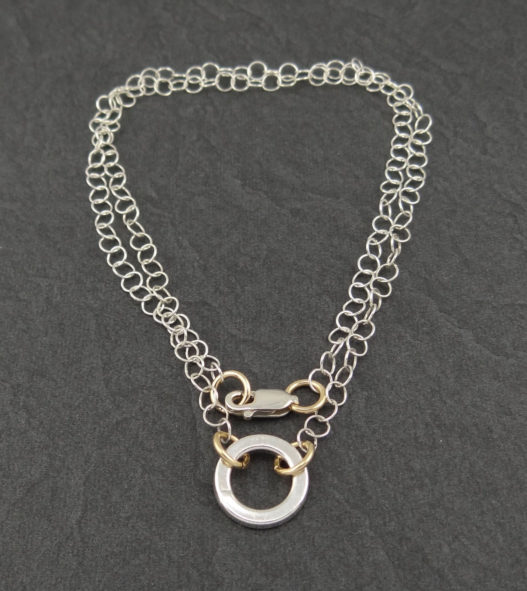 Mixed Metal Simple Sterling Ring Necklace