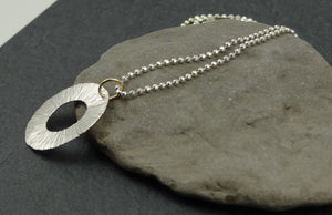 Textured Starburst Sterling Silver Ring Necklace