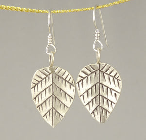 Concave Hill Tribe Silver Leaf Earrings