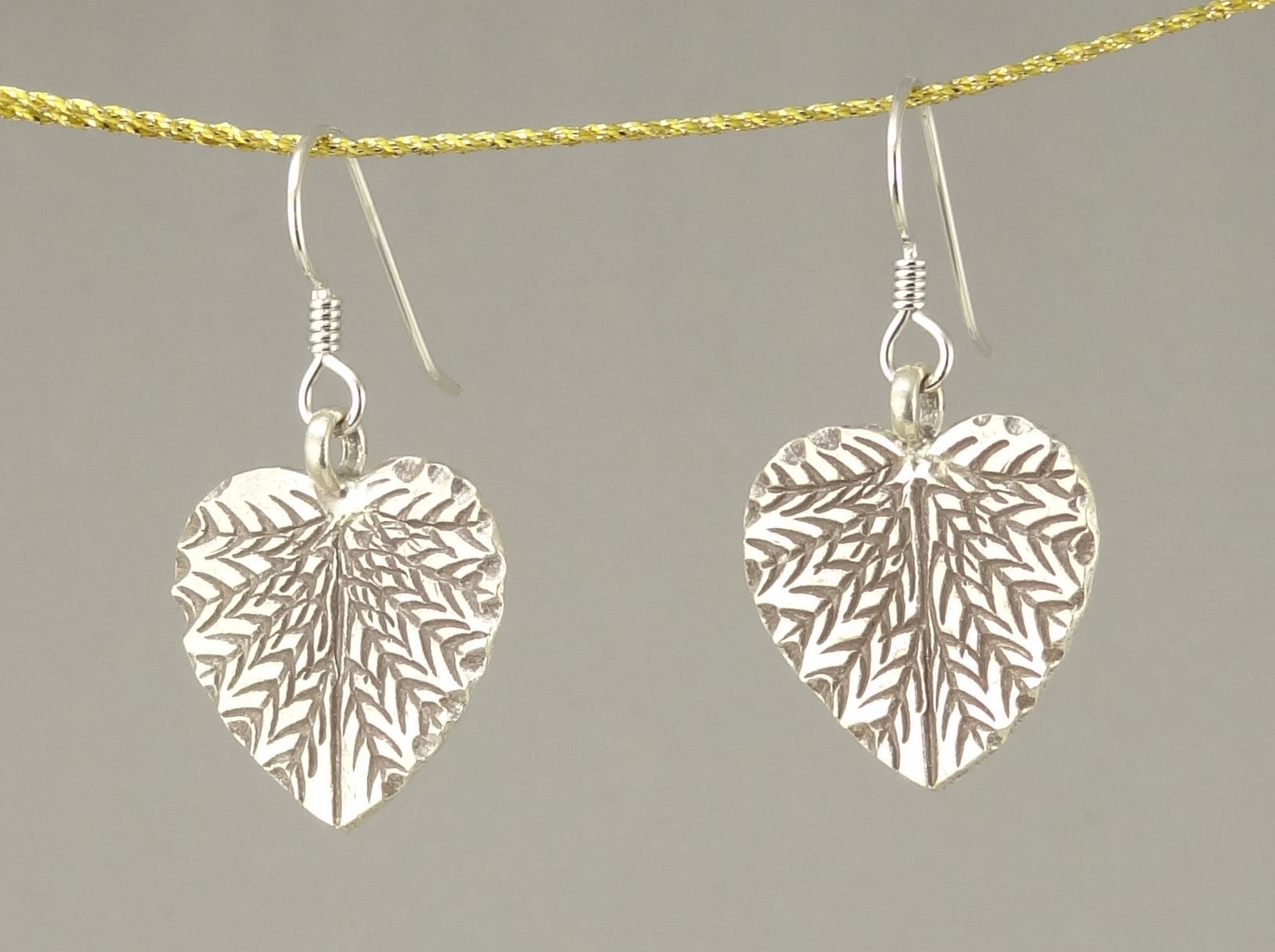 Hill Tribe Silver Heart-Shaped Leaf Earrings