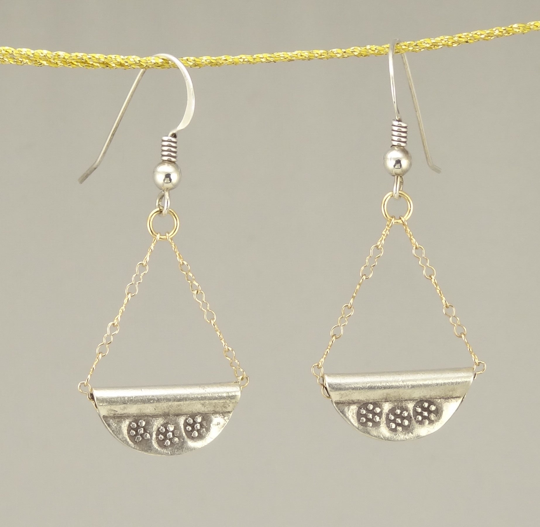 Hill Tribe Silver Crescent Dangle Earrings