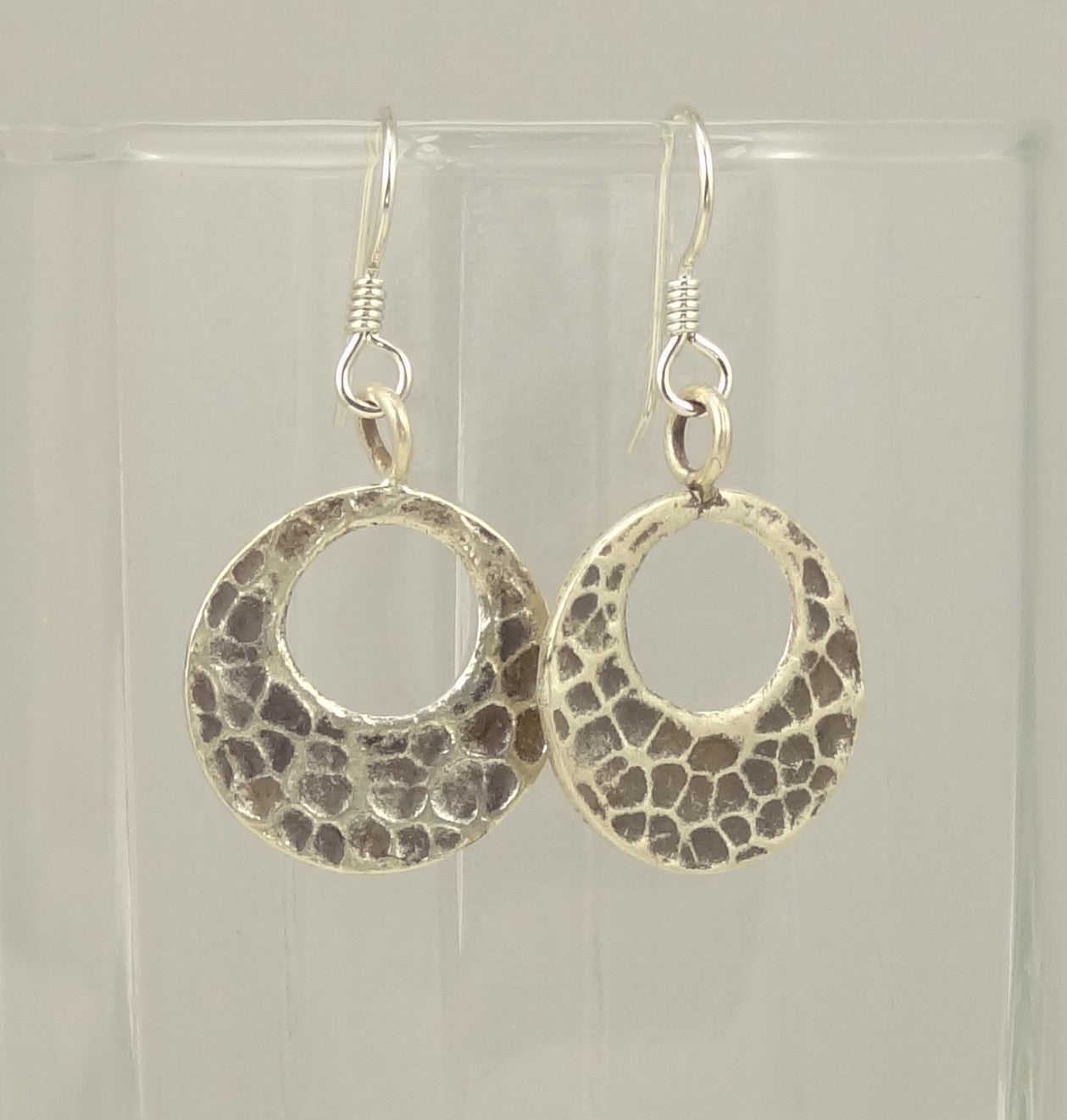 Hill Tribe Silver Open Hammered Circle Earrings