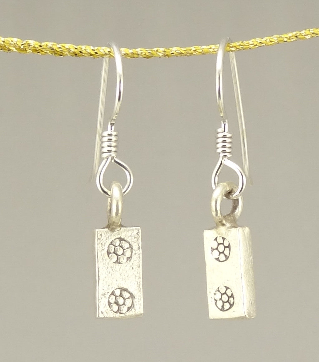 Hill Tribe Silver Stamped Rectangle Earrings