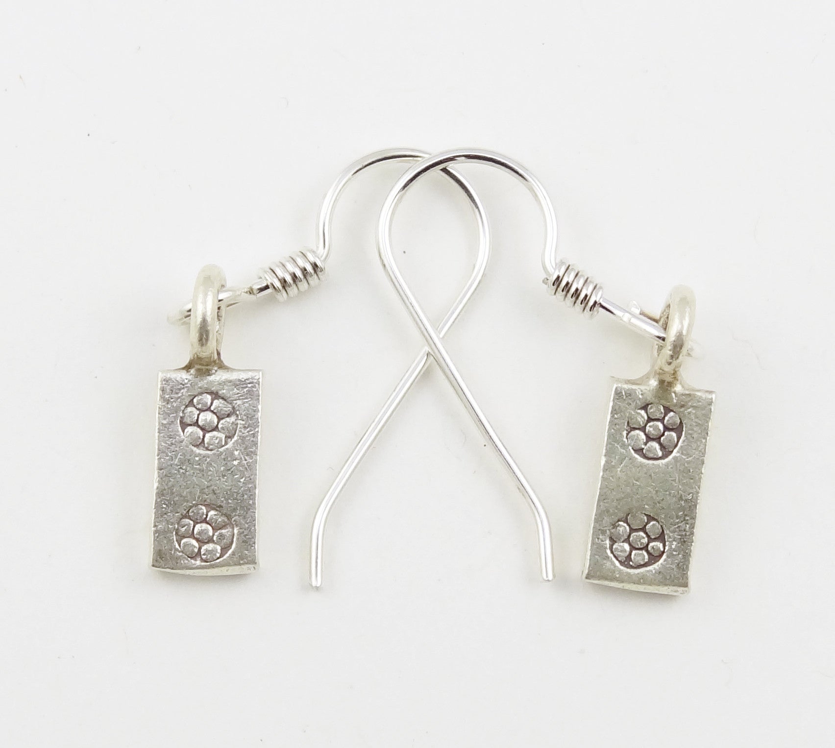 Hill Tribe Silver Stamped Rectangle Earrings