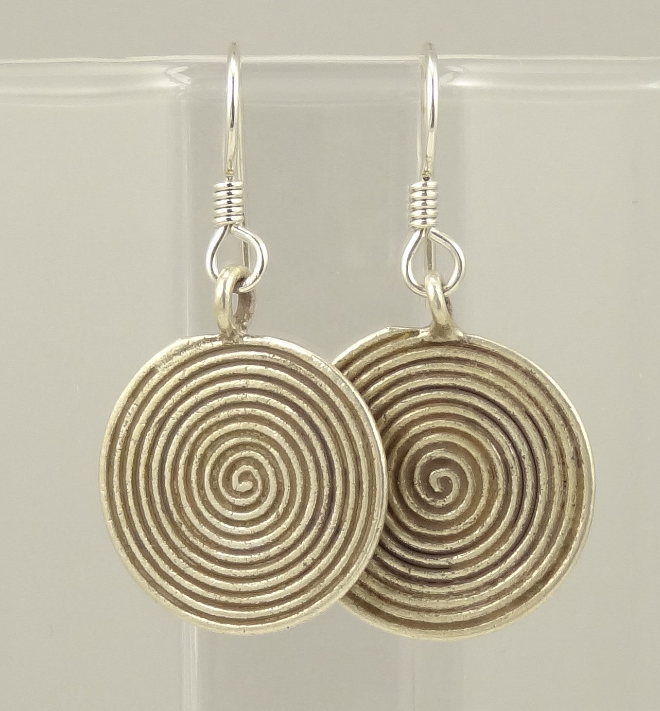 Hill Tribe Silver Concentric Circles Disk Earrings