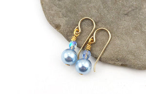 Light Blue Pearl Earrings