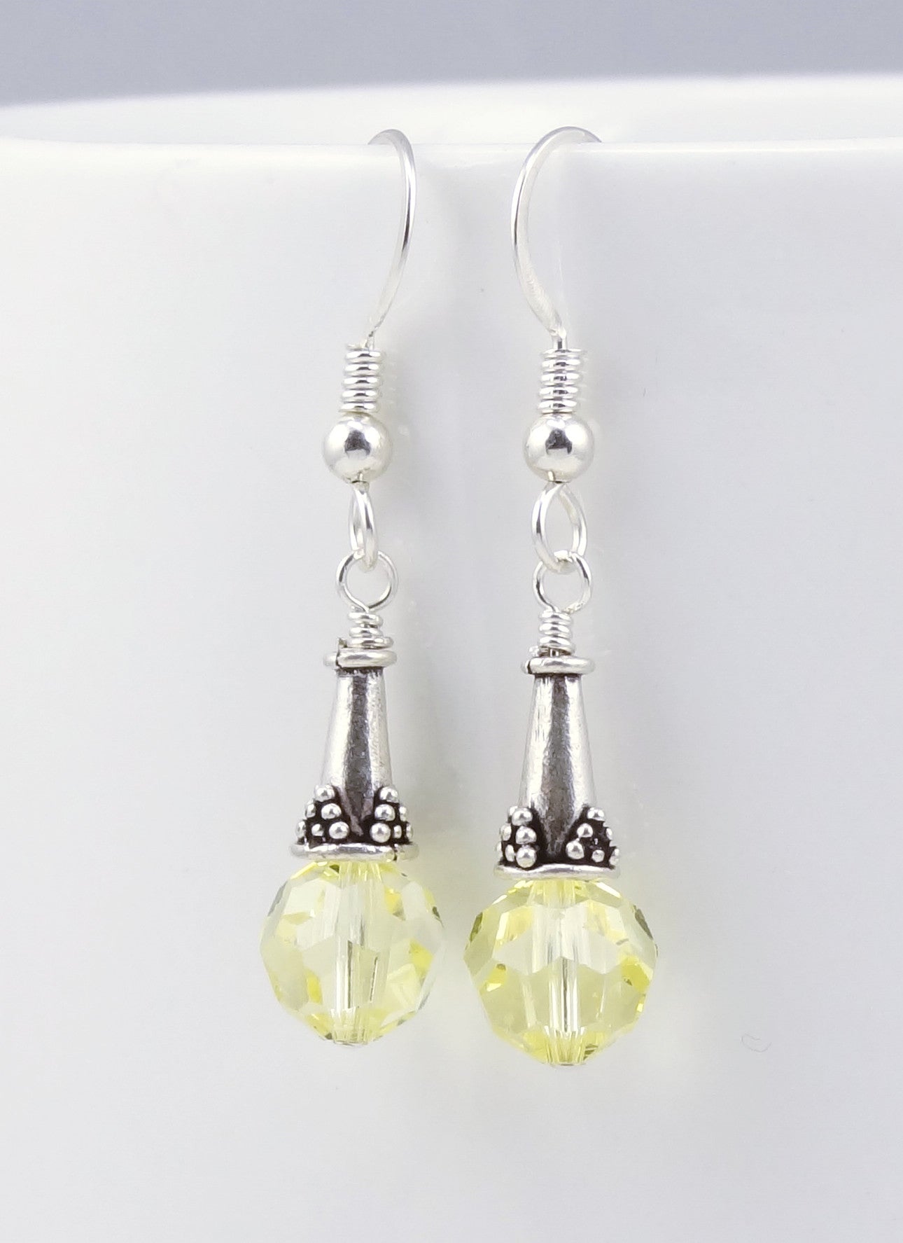 Pale Yellow Crystal Earrings